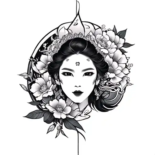 Japanese Style Tattoo Design Incorporating Elements