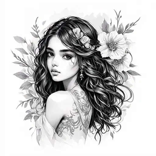 Beautiful Sketch On The Hand Associated With A Girl