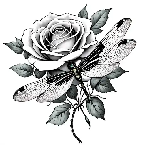 Rose And Dragonfly