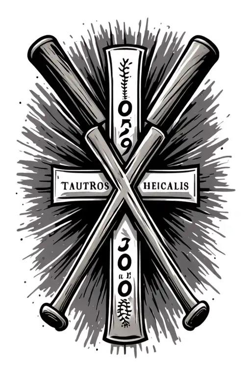 Baseball Bats As Cross With Birthdate