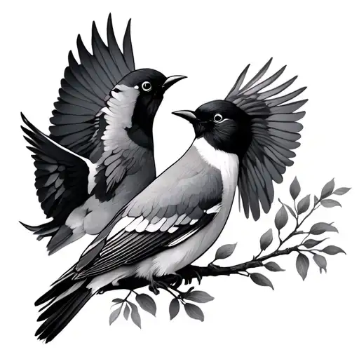Memorial Tattoo With Birds For Nan