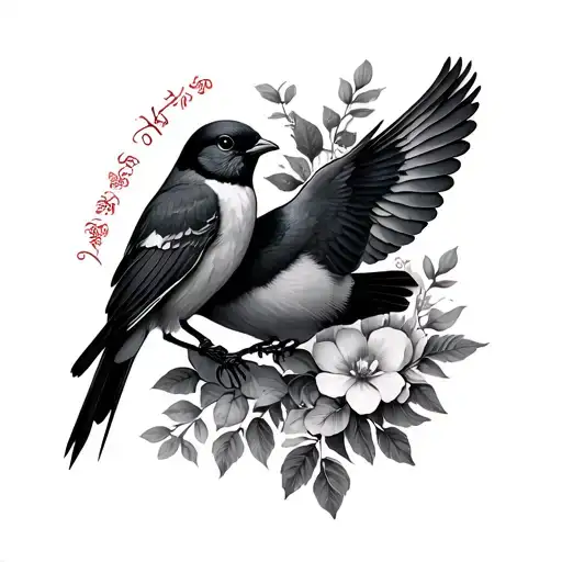 Memorial Tattoo With Birds For Nan