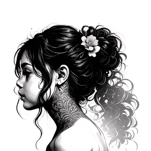 Girl Side Profile In The Sunrise Integrated