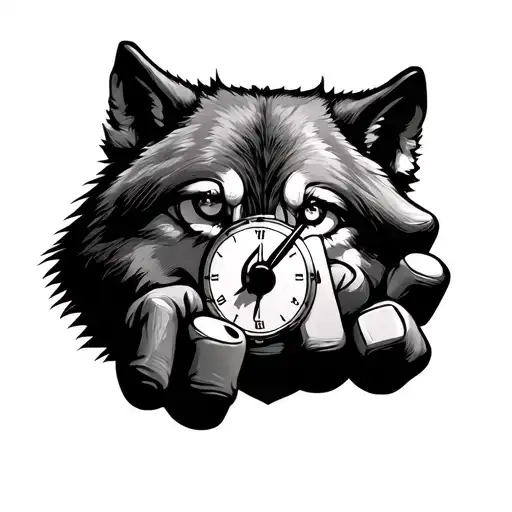 Gamble Poker Time Clock Hunnid Bills Wolf Eyes On The Fist Design