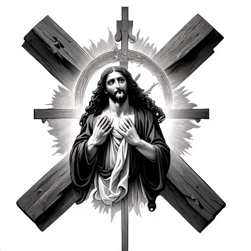 Jesus Praying Inside Cross