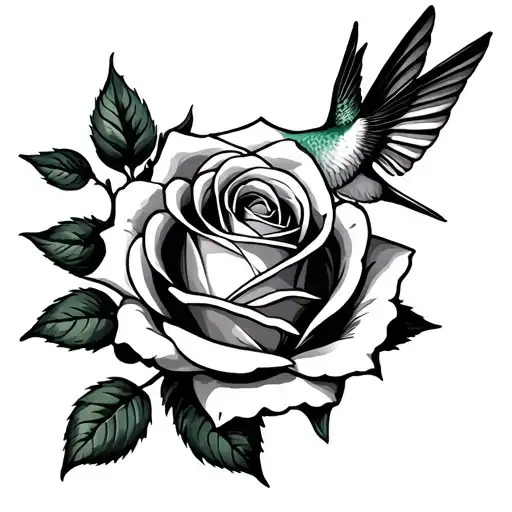Rose And Hummingbird