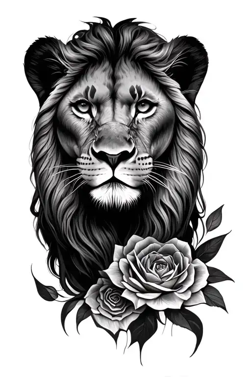 Lioness Tattoo With Female Portrait