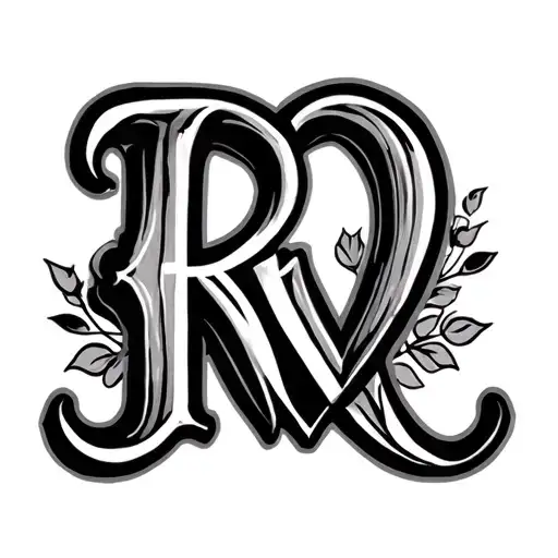 Love Tattoo With Letters R And V Letter