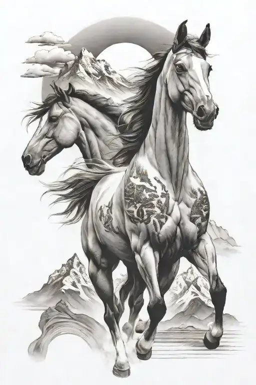 Horse And Mountain Landscape