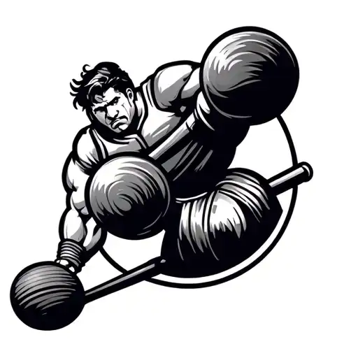 Shotput Athlete And Cannon Logo Merged