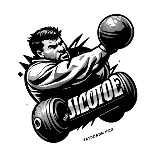 Shotput Athlete And Cannon Logo Merged