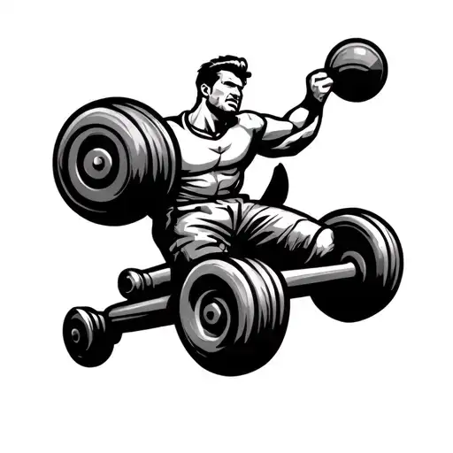 Shotput Athlete And Cannon Logo Merged