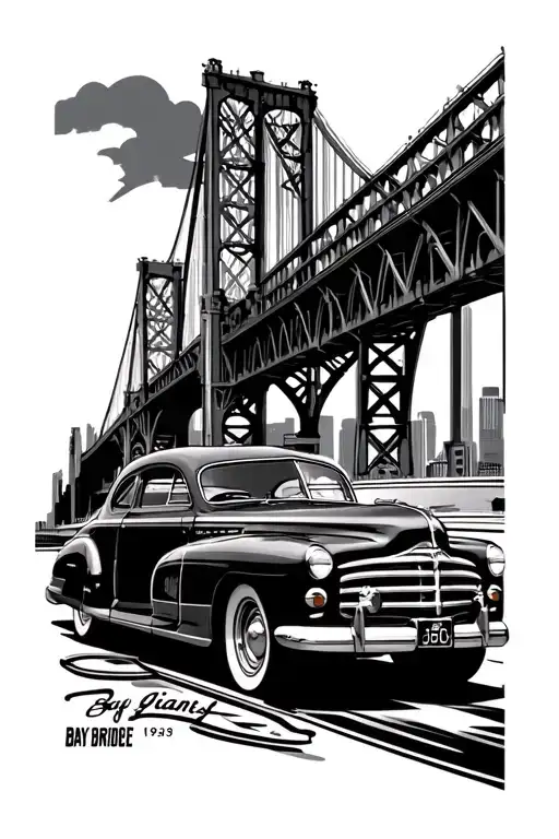 1942 Fleetline Car Sf Giants Logo Bay Bridge 1963 Impala