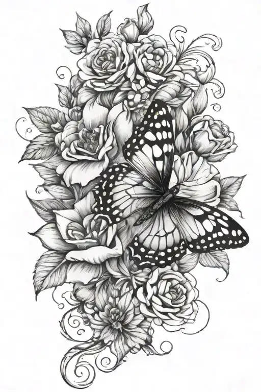 Flowers And Butterfly