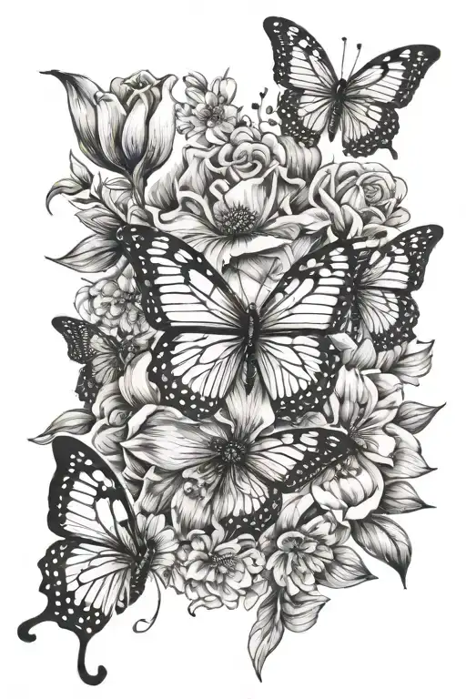 Flowers And Butterfly
