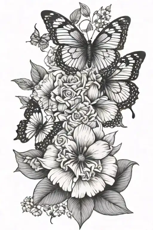 Flowers And Butterfly