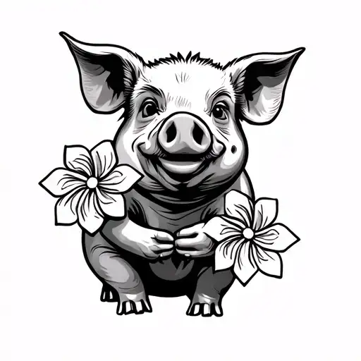 Pig Holding Pinwheels