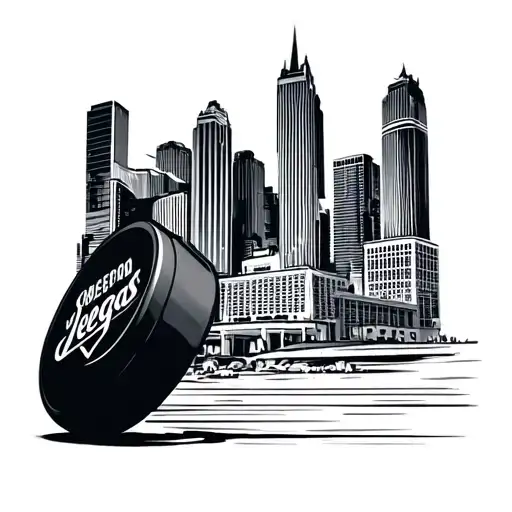 Hockey Puck With Vegas Skyline