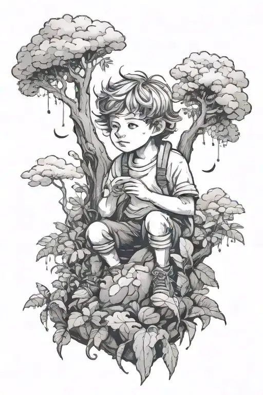 Child In The Cloud Forest At Night