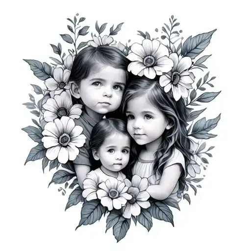 Family Tattoo Children Flowers