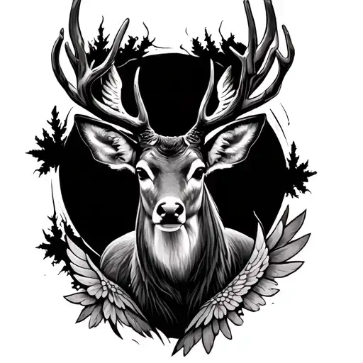 A Deer And Wings For A Pap That Passed Away With Not Alot Of Shading
