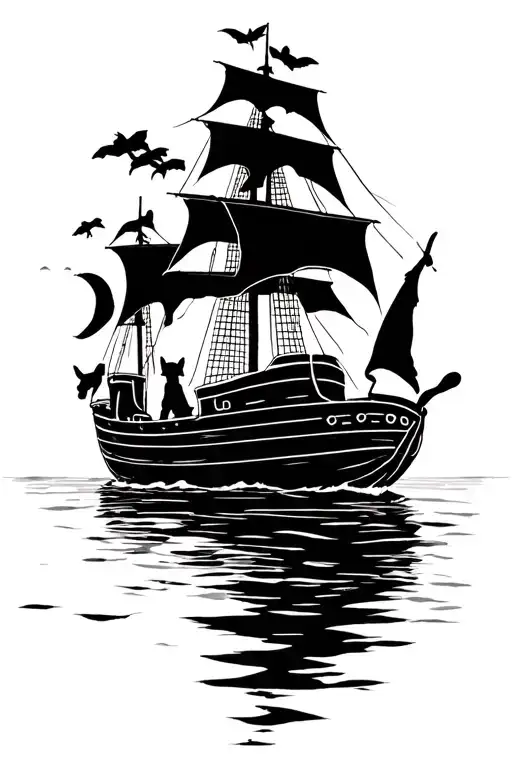 Straw Hat Ship With 3 Dogs In It