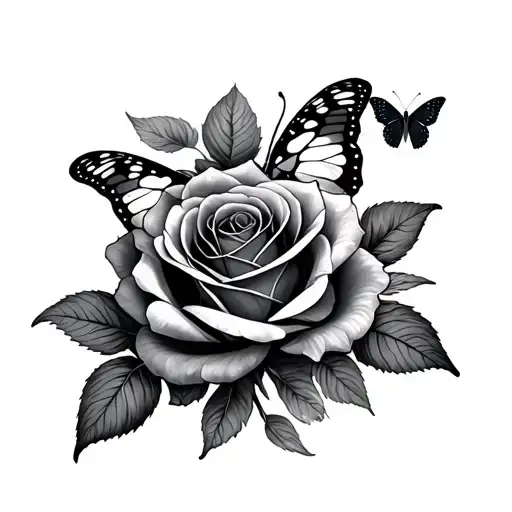Butterflies And Rose