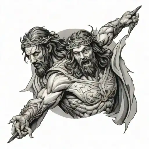 Jesus Fighting Demons