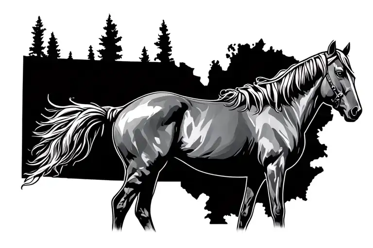 Outline Of The State Of Kentucky With A Horse