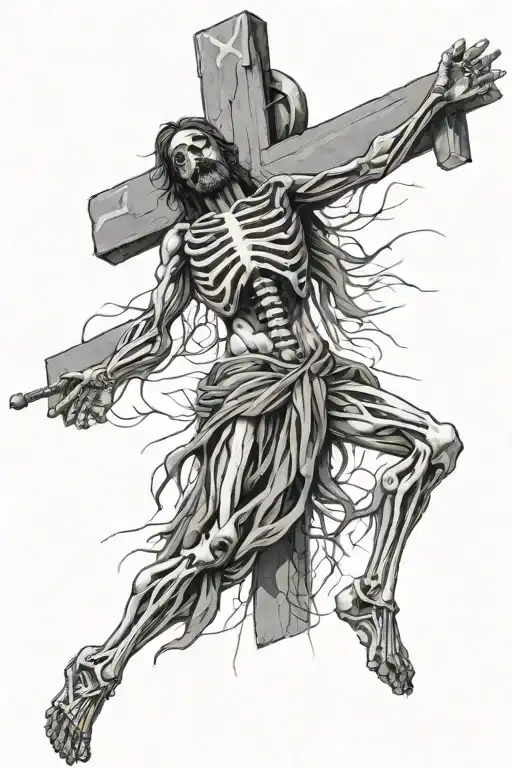 Jesus Crucified Skeleton Body