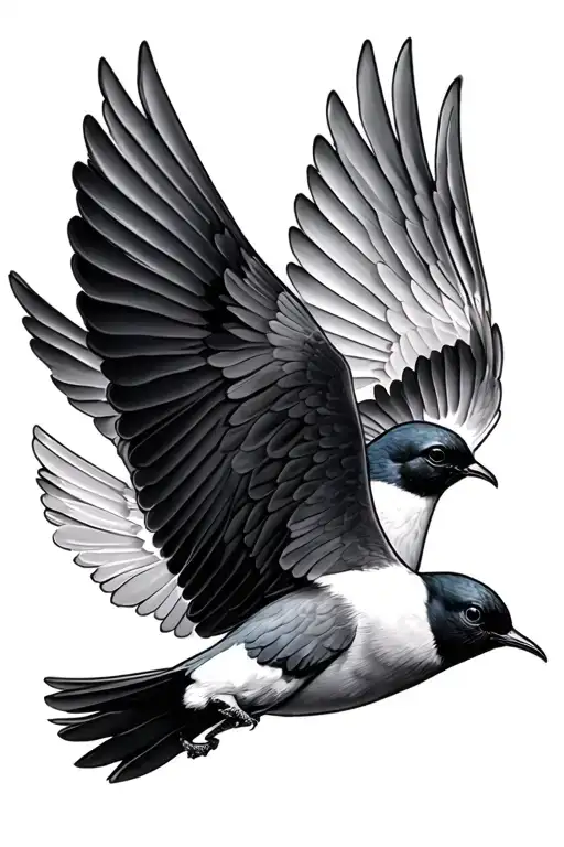 2 Swallows Flying