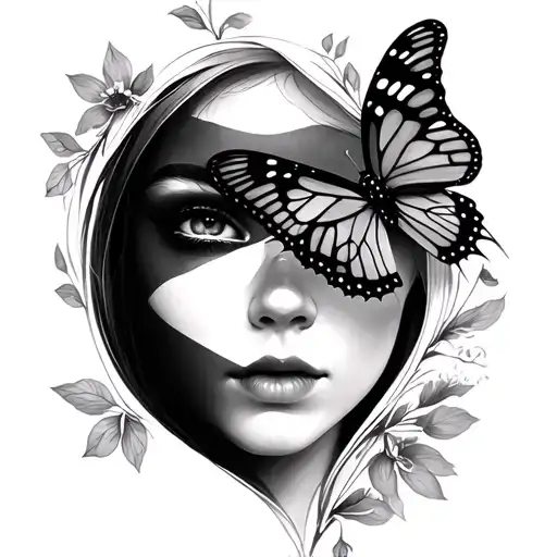 Woman With Butterfly Over Her Eye