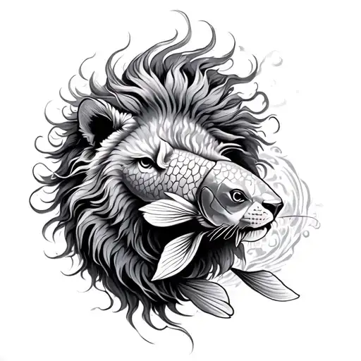 Lion And Koi Fish