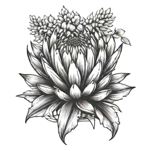 Outline Floral Protea Flower