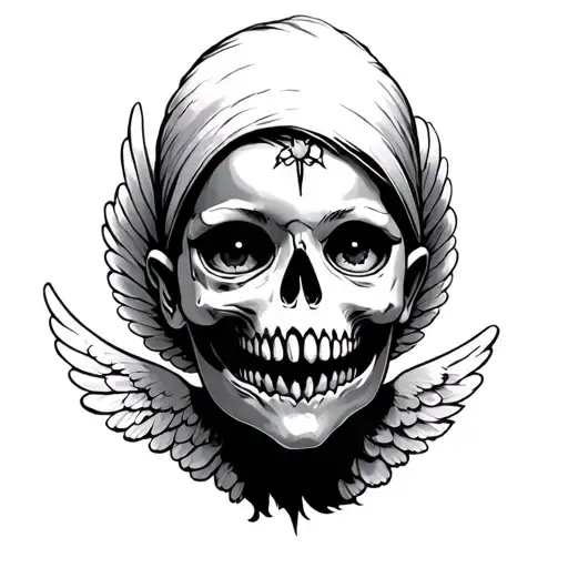 Baby Angel With Skull Mask