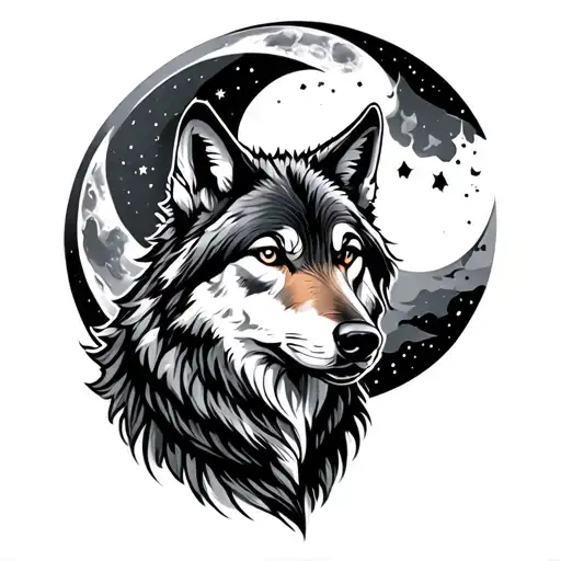 Wolf With Moon Written Skoll