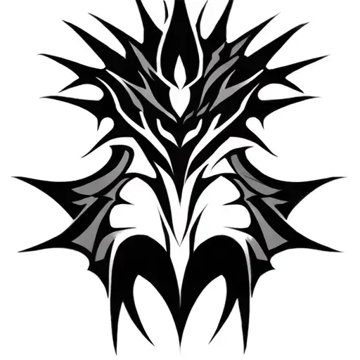 Women's Tribal Spikey Boob Tattoo Design