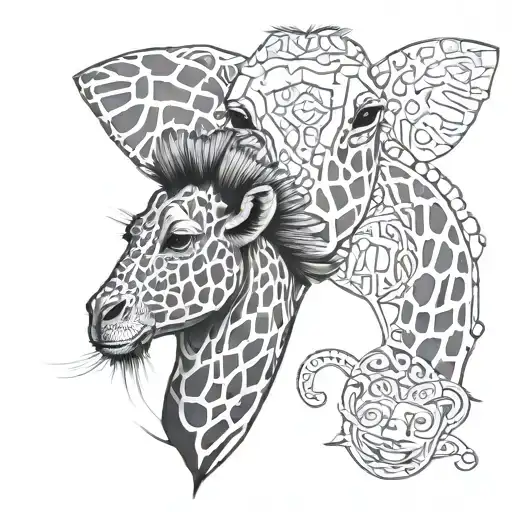 Girafee And Monkey Connected Line