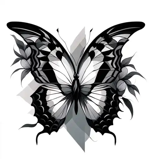 Geometric Tattoo Style Butterfly