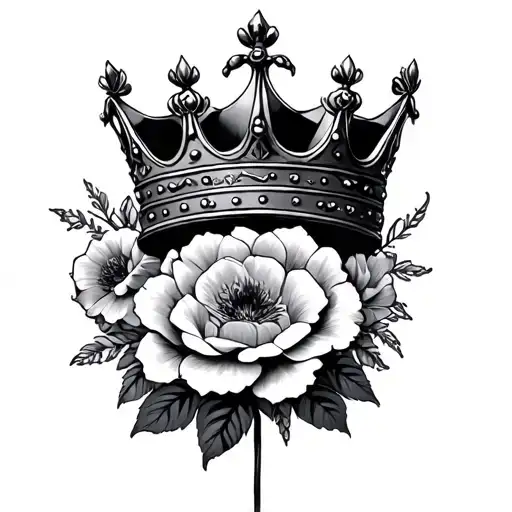 Graffiti Kings Crown Surrounded By Bold Flowers