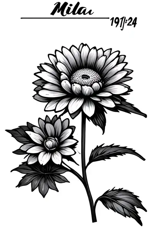 Chrysanthemum Flower With Mila And 19-11-24 Written In The Stem