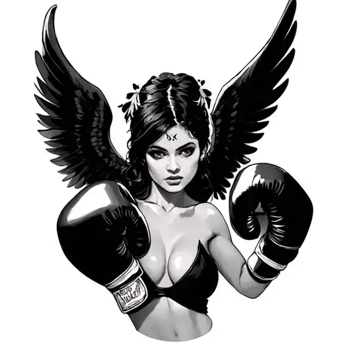 Boxeador Mujer Con Alas