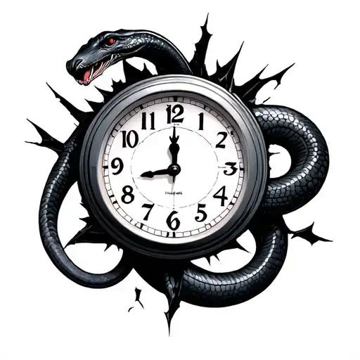 Black Mamba With Broken Clock Surrounded