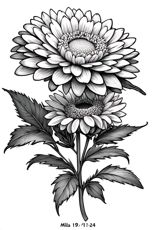 Chrysanthemum Flower With Mila And 19-11-24 Written In The Stem