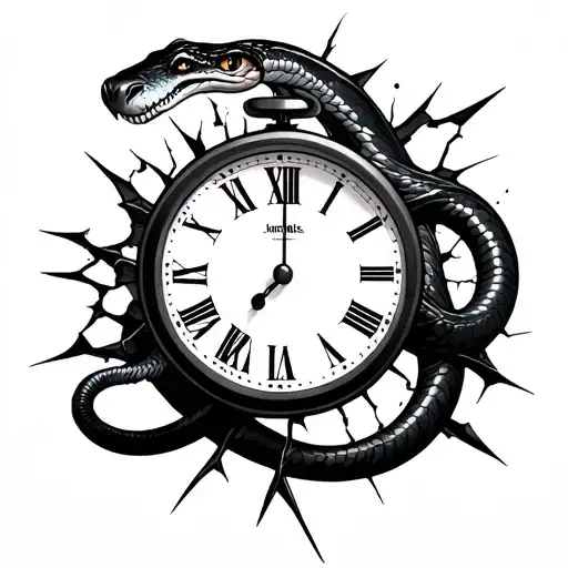 Black Mamba With Broken Clock Surrounded
