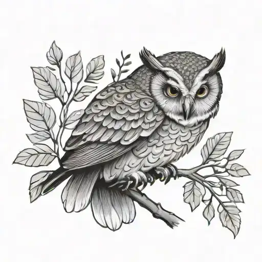 Forearm Owl Perched On A Branch