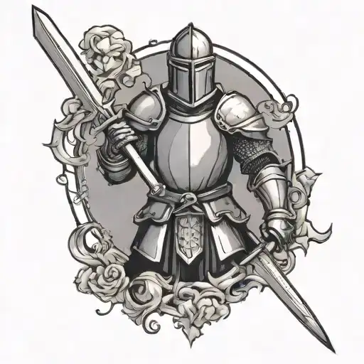 Simple Knight Holding A Sword