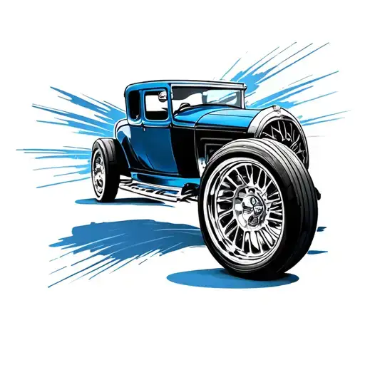 Blue Car With Chrome Rims