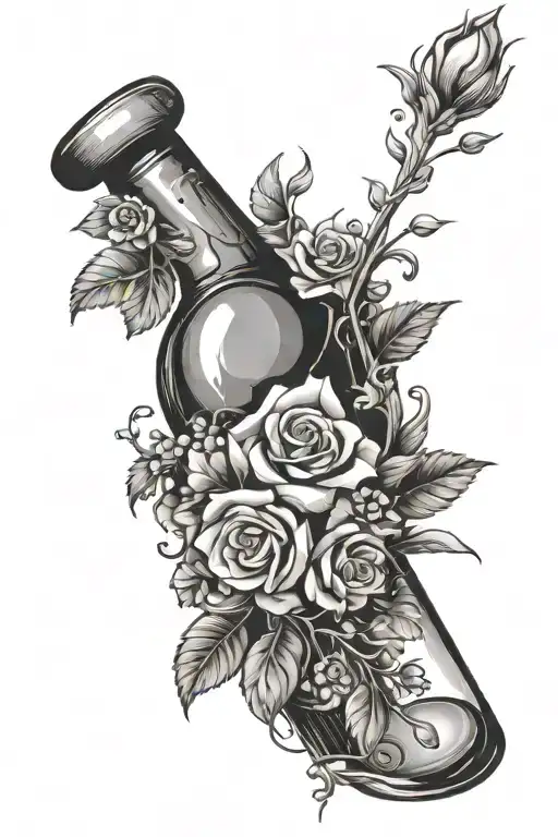 Boquet In Broken Wine Bottle