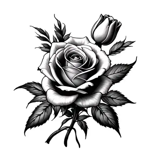 Roses And Tulips Intertwined Together